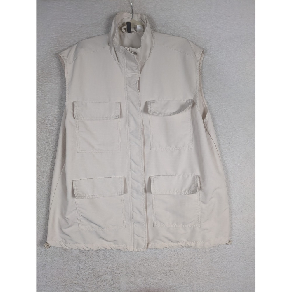 H&M Divided Utility Vest Women's Medium Beige Mock Neck Zip Front